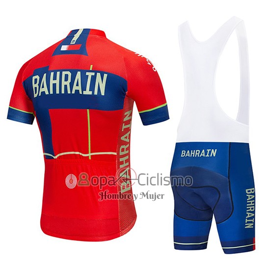 Bahrain Merida Ropa Ciclismo Culotte Corto 2019 Mangas Cortas Rojo